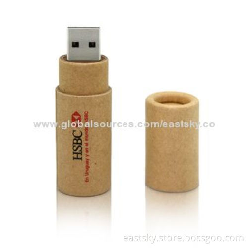 Recycled Paper USB Flash Drive, Made of Recycled Pressboard Material, Built-in Password Protection